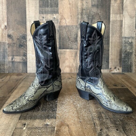 Dan Post Vintage Snakeskin Western Cowboy Boots Womens 7 M - Picture 10 of 12